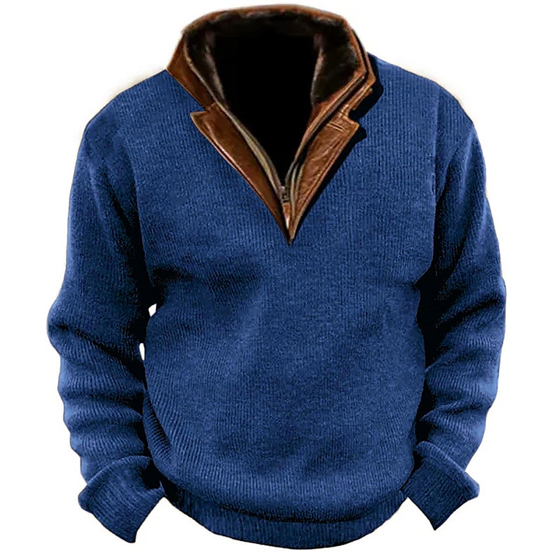 Men's Sweatshirt Navy Blue Brown Army Green Gray Standing Collar Color Block Vintage Style Daily Wear Vacation Going out Corduroy Keep Warm Casual Fall & Winter Clothing Apparel Hoodies Sweatshirts  2025 - $36.99 –P4