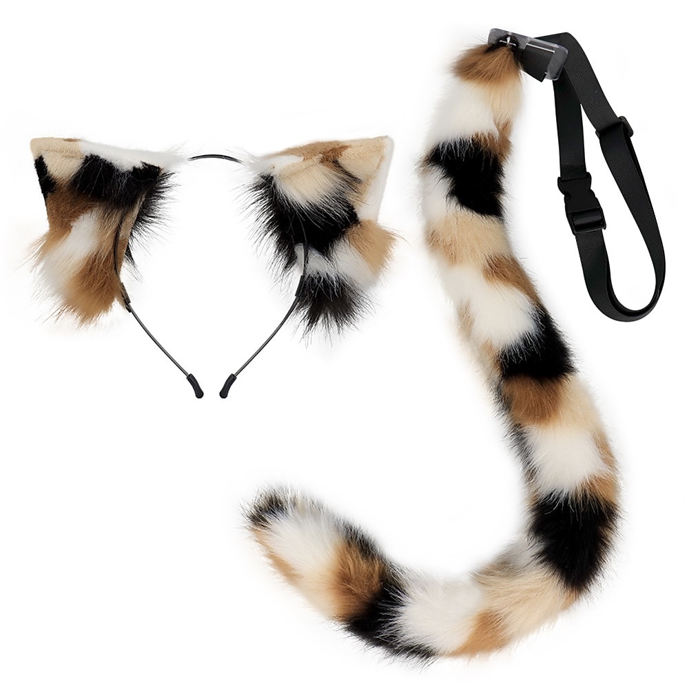 peluche à la main trois fleurs oreille de chat coiffure queue de chat ensemble simulation animal oreille cheveux cerceau queue d'animal dessin animé exposition accessoires de cosplayaccessoires de de 2026 ? $36.84 –P1
