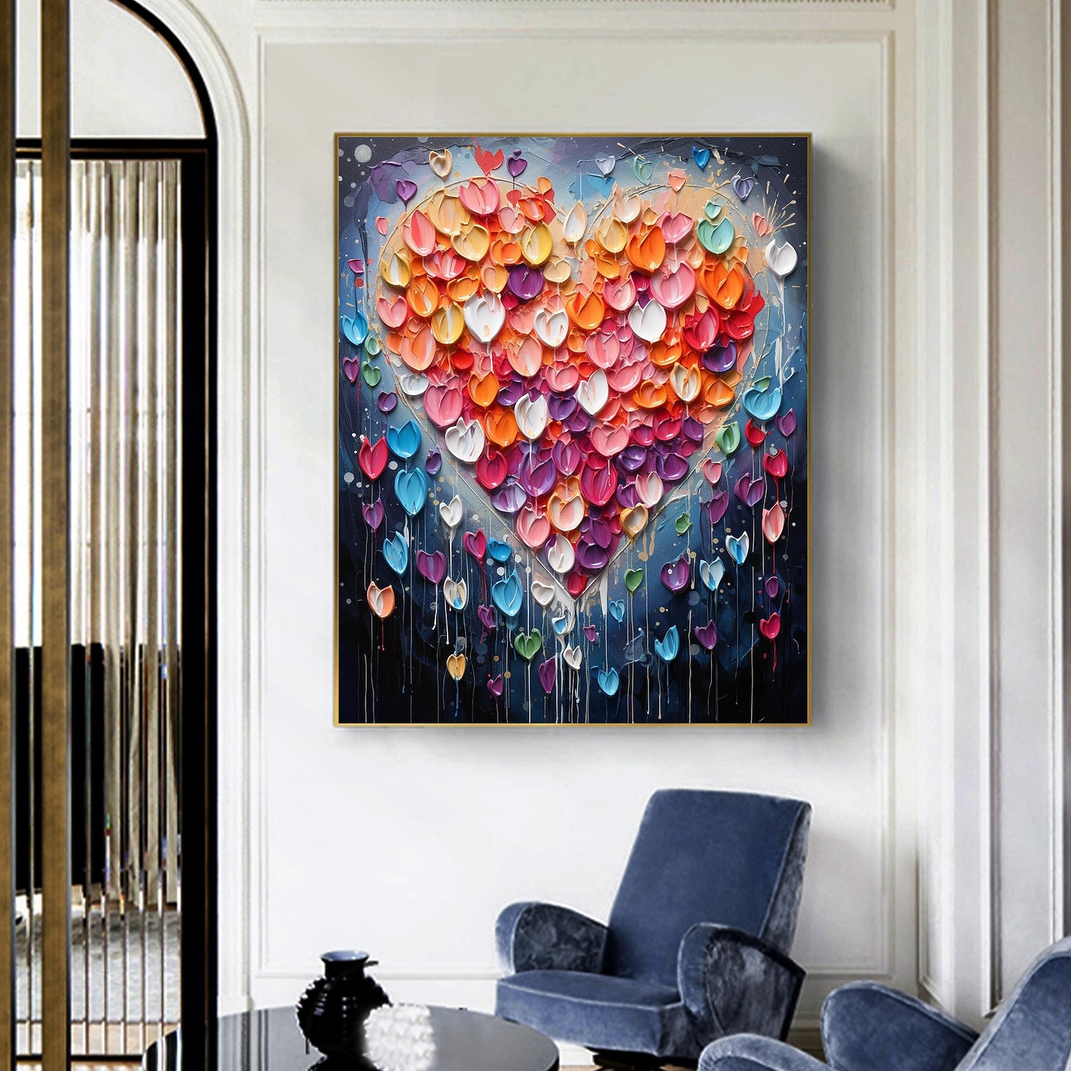 Pintura a óleo artesanal em tela, arte de parede, decoração original, colorida, amor para decoração de casa, com moldura esticada, sem pintura de moldura interna de 2026 por $114.99 –P10