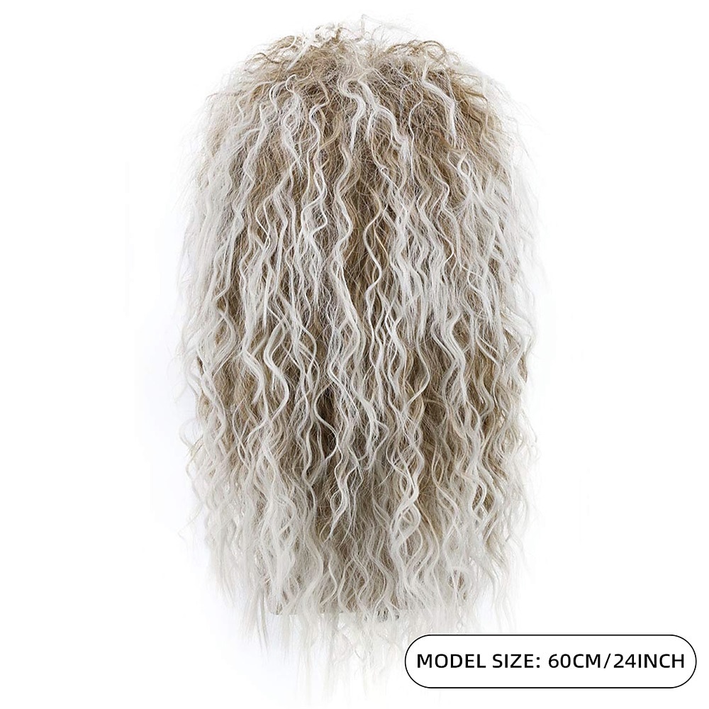 Mannen en Vrouwen Lange Krullende Bruine Gradiënt Witte Pruik 70s 80s Rocker Mullet Feest Grappige Pruik Kostuum Pruik Halloween Pruiken 2025 - $19.99 –P5