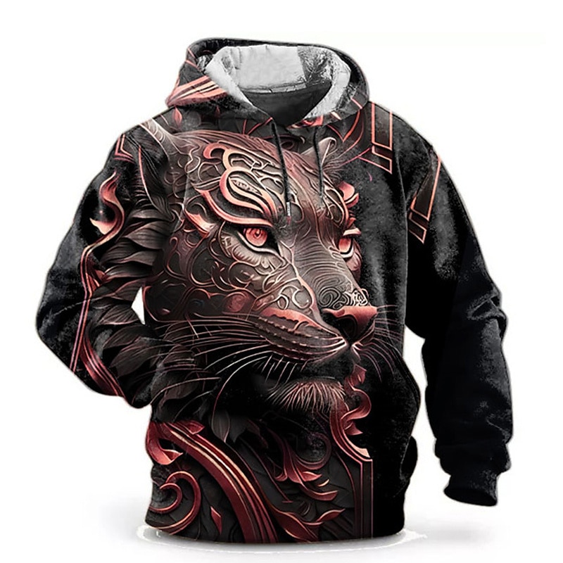 Herr Grafisk Djur Huvtröja Huvtröjor Tröja Mode Dagligen Långärmad Huva Semester Utomhussport Helgdag Rubinrött Blå Mönster Framficka Vår & Höst Designer 2025 - $31.99 –P5