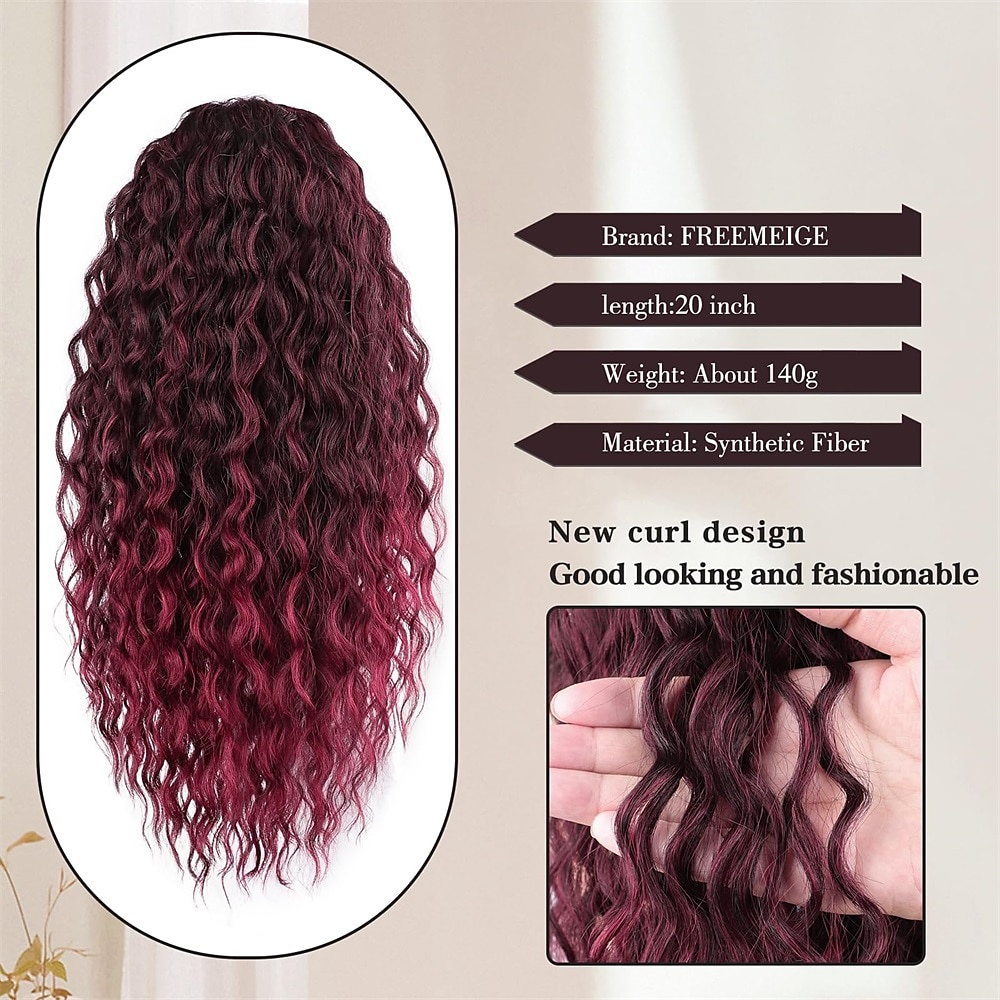 Ponytail Extension Drawstring Ponytail for Black Women Synthetic Long Curly Pony Tails Hair Extensions Clip in Ponytail 20 Inch Hairpiece 2026 - AU $18.49 –P12