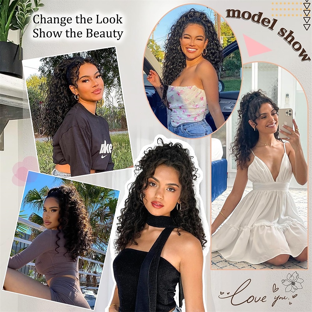 Ponytail Extension Drawstring Ponytail for Black Women Synthetic Long Curly Pony Tails Hair Extensions Clip in Ponytail 20 Inch Hairpiece 2026 - AU $18.49 –P7