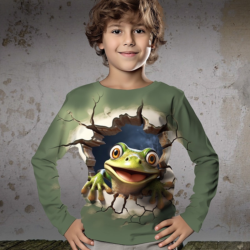 Pojkar 3D Tecknat T-shirt Skjorta Långärmad 3D-tryck Vår Höst Sport Mode Streetwear Polyester Barn 3-12 år Rund hals Utomhus Ledigt Dagligen Normal 2025 - $13.99 –P3