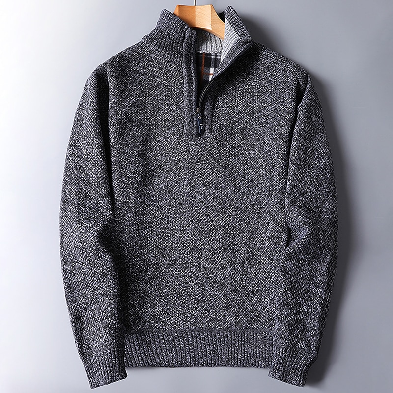 Men's Pullover Sweater Jumper Knit Sweater Quarter Zip Pullover Sweater Ribbed Knit Regular Knitted Quarter Zip Plain Stand Collar Keep Warm Modern Contemporary Daily Wear Going out Clothing Apparel 2025 - $22.99 –P3