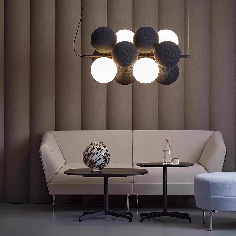 Artistic Style Velvet FabricPVC Simple Found Ball Molecular Pendant Lamp Bedroom Bedside Restaurant Pendant Lamp Creative Molecular Round Ball Pendant Lamp 2025 - $399.99 –P9
