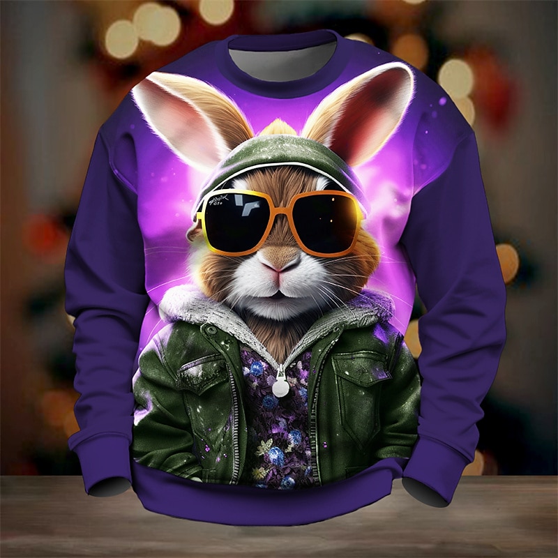 Pánské Grafika Komiks Králíček Mikiny Svetrová mikina Dlouhý rukáv Mikina Tričkový Módní Denní Na běžné nošení 3D tisk Dovolená Jdeme ven Streetwear Tisk Jaro & podzim 2025 - $29.99 –P4