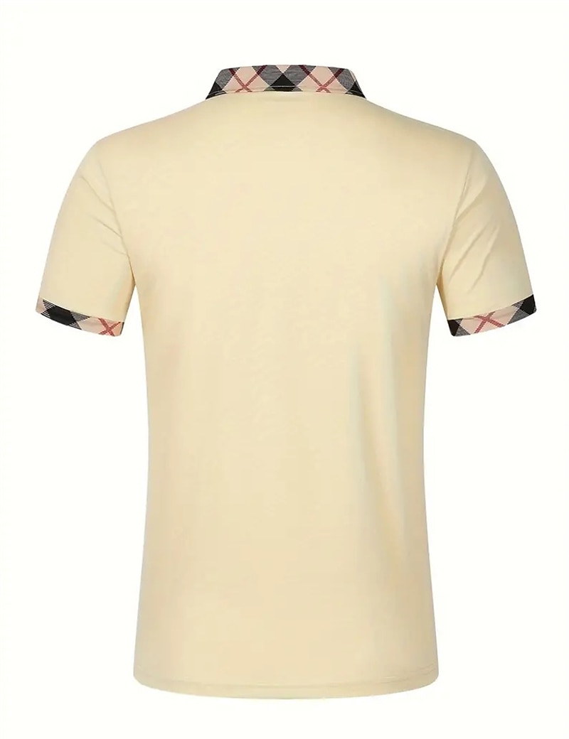Men's Polo Shirts Button Up Polos Casual Holiday Lapel Short Sleeve Fashion Basic Plaid Color Block Patchwork Summer Regular Fit White Polo Shirts 2026 - $17.99 –P5