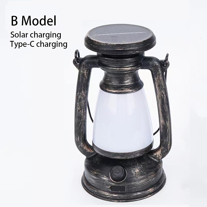 Retro Horse Lantern 3-Color LED Light Stepless Dimming Hanging Solar Rechargeable Outdoor Camping Light 2025 - $8.49 –P13