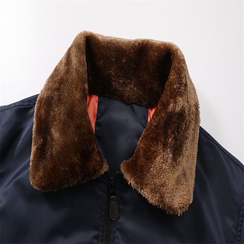 Homme Manteau d'hiver Bomber Veste Blouson Veste décontractée Extérieur Usage quotidien Chaud Poche Automne Hiver Plein Mode Vêtement de rue Revers Normal Noir Bleu Roi Vert Véronèse Veste de 2025 ? $72.99 –P11