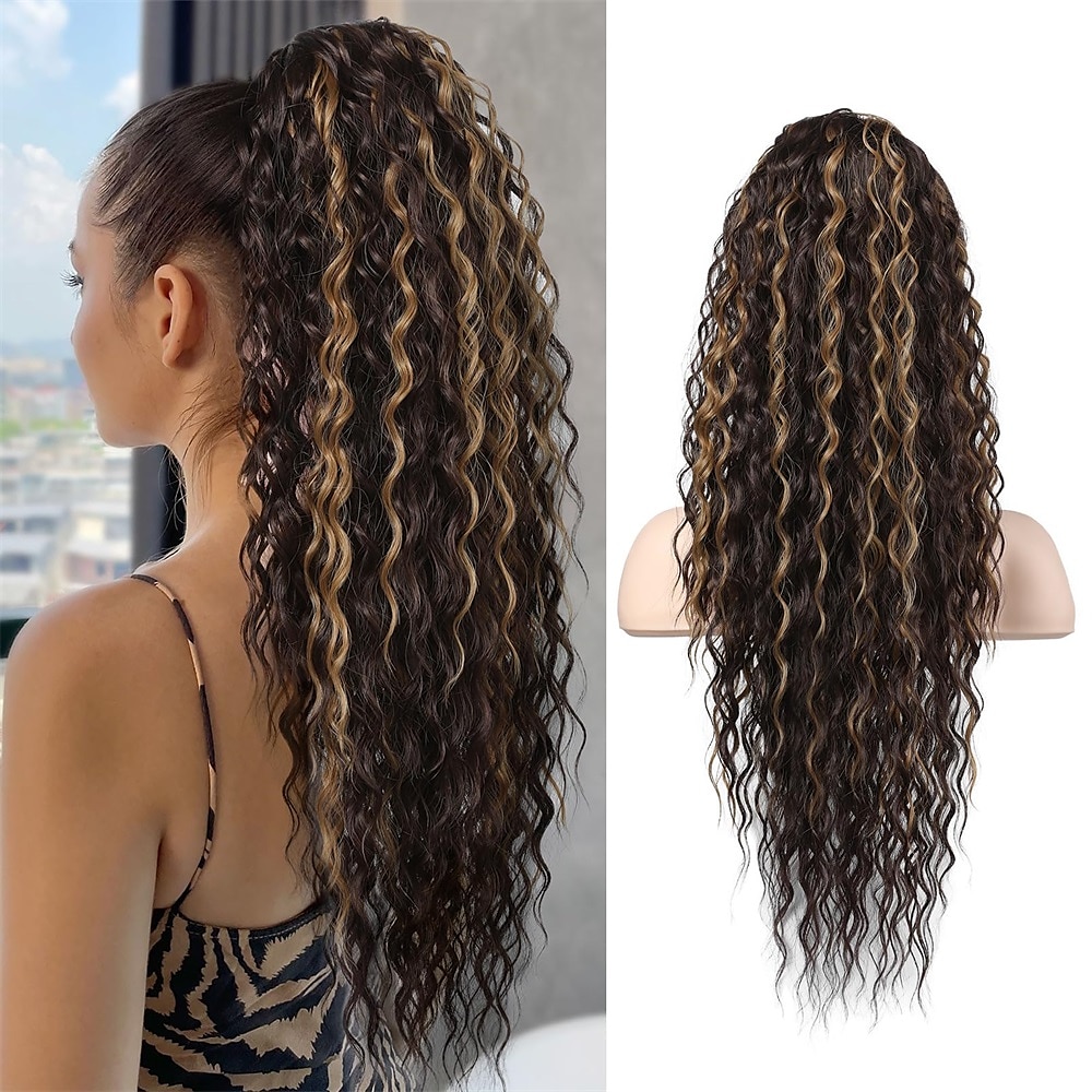 Correa Coletas Suave / Natural / Fácil vestidor Pelo sintético Pedazo de cabello La extensión del pelo Rizado 26 pulgadas Fiesta / Fiesta / Noche / Ropa Cotidiana 2025 - $12.99 –P6
