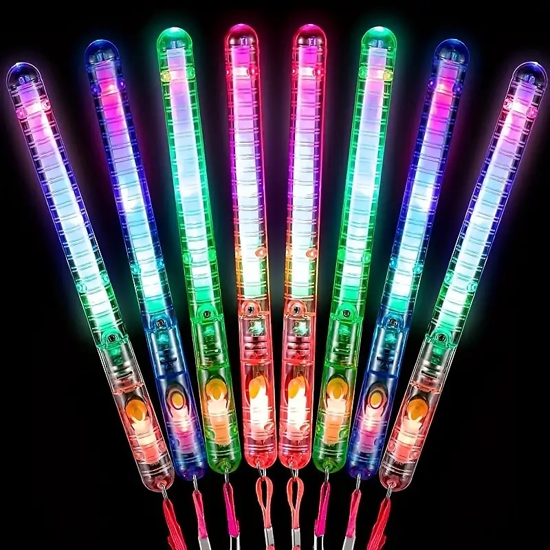 3/5/10db led világító rudak led party botok villanó fényű többszínű pálcikák világító rudak zsinórral születésnapi bulikra alkalmas apró ajándékok halloween és karácsonyi bulikra 2025 - $11.99 –P3
