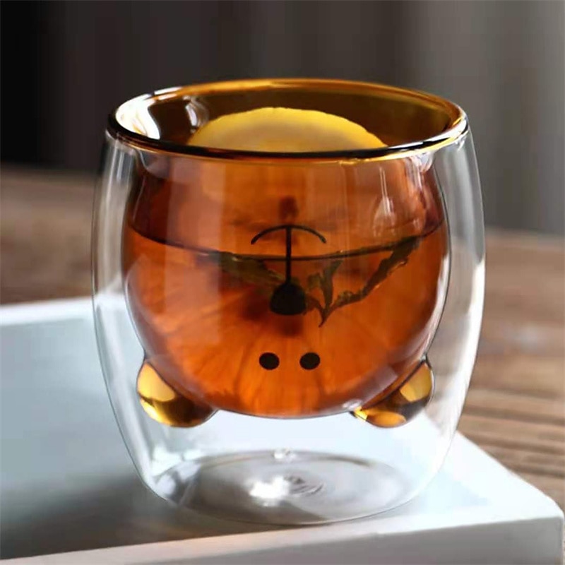 tazze creative tazza di vetro borosilicato a doppio strato di cartone animato tazza di anatra tazza di orso tazza di latte tazza di acqua per uso domestico giorno divertente san valentino del 2025 a $19.49 –P4