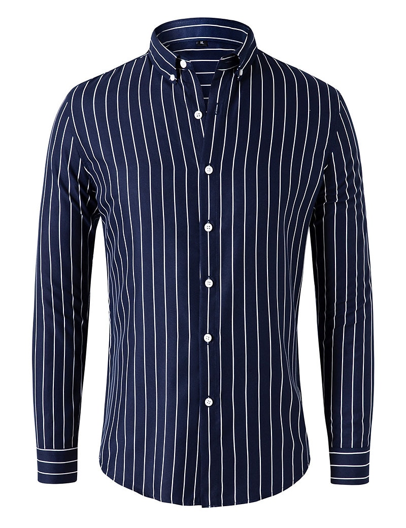 Men's Shirt Dress Shirt Button Down Shirt Black White Red Long Sleeve Stripes Lapel Spring &  Fall Office & Career Wedding Party Clothing Apparel 2025 - $21.99 –P3