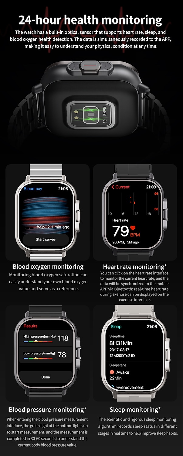 iMosi D8 Smart Watch 2.01 inch Smartwatch Fitness Running Watch Bluetooth Pedometer Call Reminder Activity Tracker Compatible with Android iOS Women Men Long Standby Hands-Free Calls Waterproof IP 67 2025 - $61.99 –P12