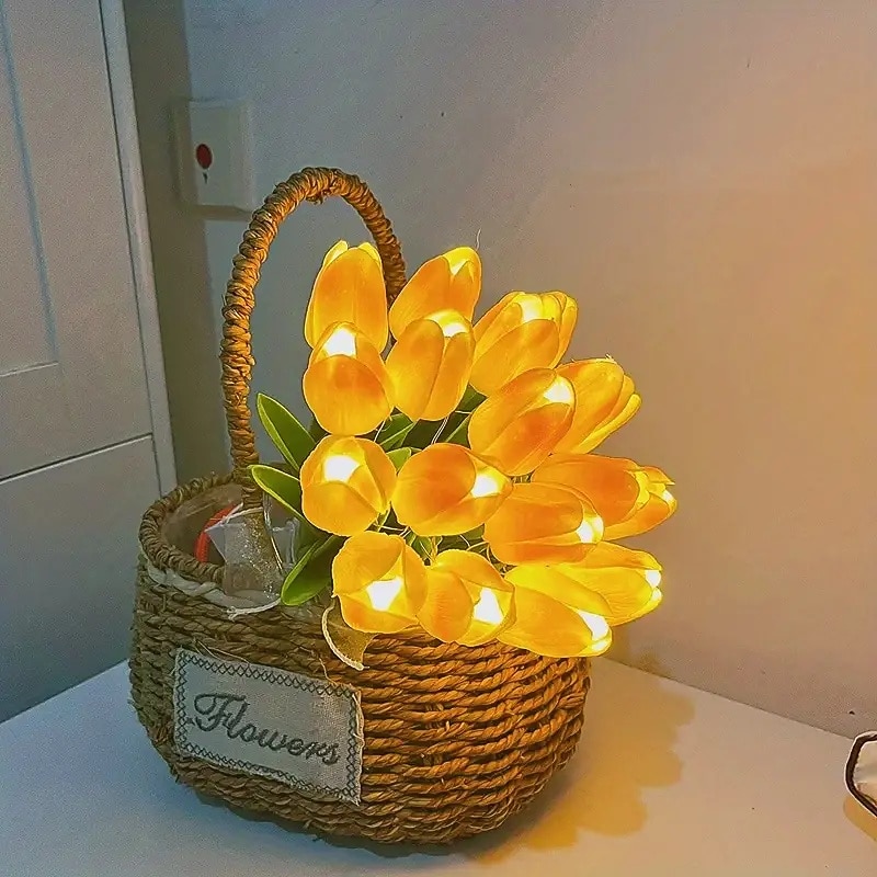 Valentin nap 10db tulipán lámpa környezeti érzék asztali lámpa led szimulációs csokor éjszakai fény szoba dekoráció csokor asztali lámpa kézi csokor lámpa 2025 - $22.99 –P3