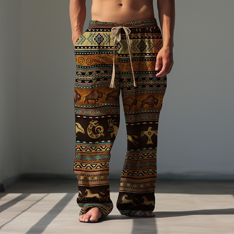 Western Bandana Print Vintage Men's 3D Print Pants Trousers Outdoor Street Going out Polyester Yellow Red Blue S M L Mid Waist Elasticity Pants 2025 - $27.99 –P1