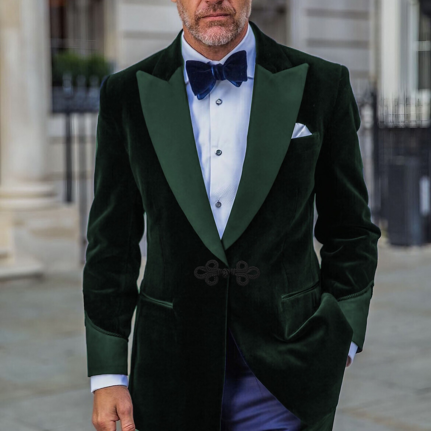Chaqueta de hombre de terciopelo blazer esmoquin moda de fiesta en color sólido negro burdeos púrpura de ajuste a medida de un solo botón 2025 - $103.99 –P1