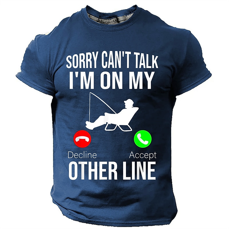 T-shirt de pêche pour homme  T-shirt graphique amusant 'Désolé je ne peux pas parler je suis sur ma autre ligne' pour les pêcheurs de 2026 ? $19.49 –P3