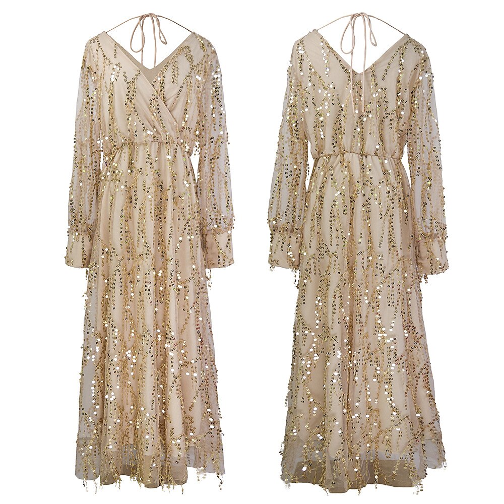Retro Vintage Roaring 20s 1920s Flapper Dress Dress Wedding Guest Sequins Embroidered Solid Color V Neck Women's New Year Event / Party Prom Wedding Reception Adults' Dress Homecoming Dresses 2025 - $41.99 –P20