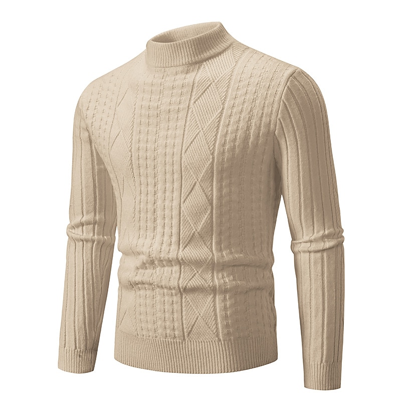Men's Pullover Sweater Jumper Knit Sweater Ribbed Cable Knit Regular Knitted Plain Crew Neck Keep Warm Modern Contemporary Daily Wear Going out Clothing Apparel Fall Winter Black Red S M L 2025 - $32.99 –P1