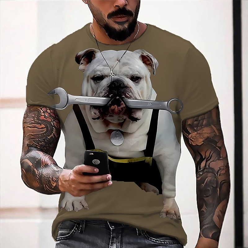 Men's Graphic Animal Dog T Shirt Short Sleeve T shirt 3D Print Crew Neck Shirt Daily Designer Retro Vintage Sports Outdoor Holiday Going out Black Khaki Spring & Summer Clothing Apparel S M L XL 2XL 2026 - $19.49 –P3