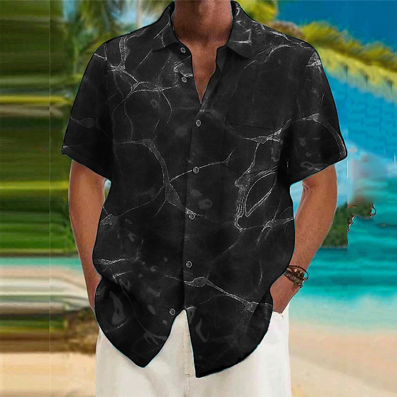 Herre Bølger Sprekk Skjorte Hawaii skjorte Aloha skjorte Kortermet Skjorte Aftæpning Kunstnerisk Abstrakt utendørs Gate Fritid / hverdag Svart Hvit Gul S M L 2026 - $23.99 –P8