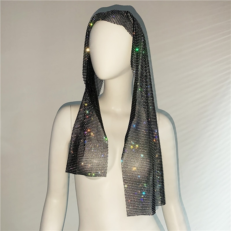 Strass a rete trasparente Avvolgimento della testa sciarpa sciarpa Metallico Brillanti Sensuale Poliestere Per Da discoteca Cosplay Carnevale Per donna Bigiotteria Gioielleria di moda del 2025 a $24.99 –P22