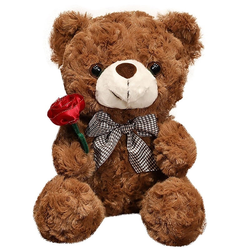 Women's Day Gifts Evlooe Bear Stuffed Animal Plush Toy for Valentine Day Cute 9.8 Teddy Bear Plushie with Rose Soft Small Cuddly Bear Toy Gifts for Girlfriend Boyfriend Mother's Day Gifts for MoM 2025 - $20.99 –P1