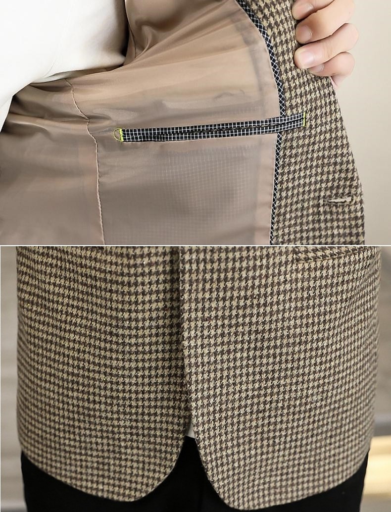Herr Studenten Kavaj Företag Cocktailfest Bröllopsfest Mode Ledigt Höst vinter Polyester Slät Knappar Ficka Ledigt / vardag Enkelknäppt Blazer Svart Khaki grön Grå 2025 - $64.99 –P4