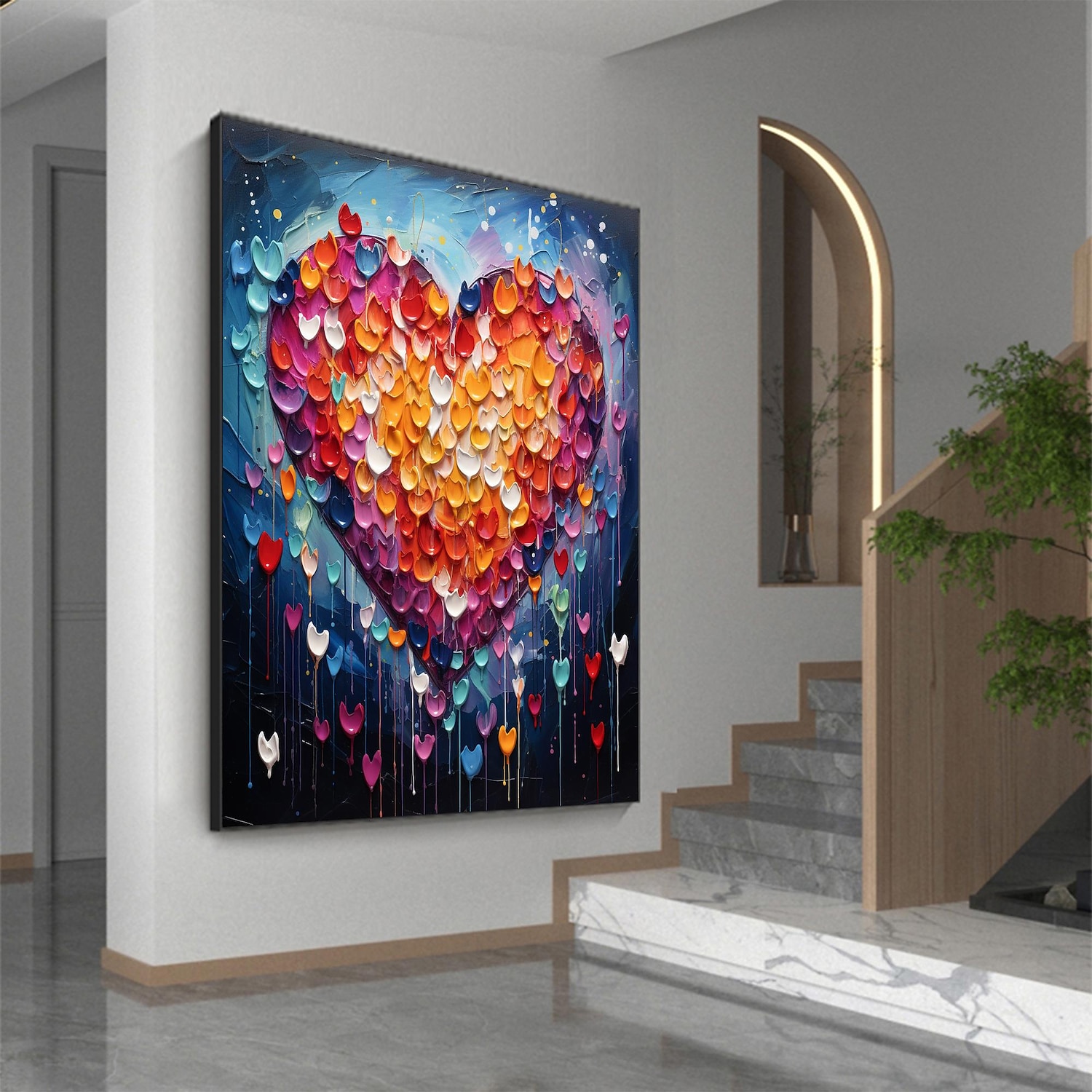 Pintura a óleo artesanal em tela, arte de parede, decoração original, colorida, amor para decoração de casa, com moldura esticada, sem pintura de moldura interna de 2026 por $114.99 –P8