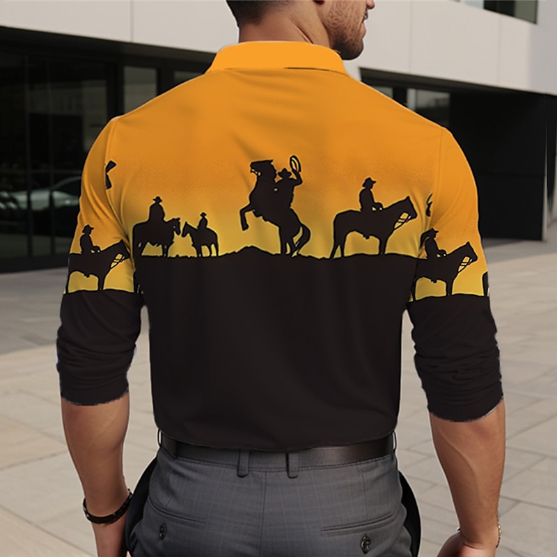 Per uomo Cowboy Polo Polo a maglia intrecciata Manica Lunga Magliette polo Collo ripiegato Vintage All'aperto Abbigliamento casual alla moda Casual Quotidiano 3D Stampato Estate Rosa Rosa scuro Viola del 2026 a $25.99 –P2