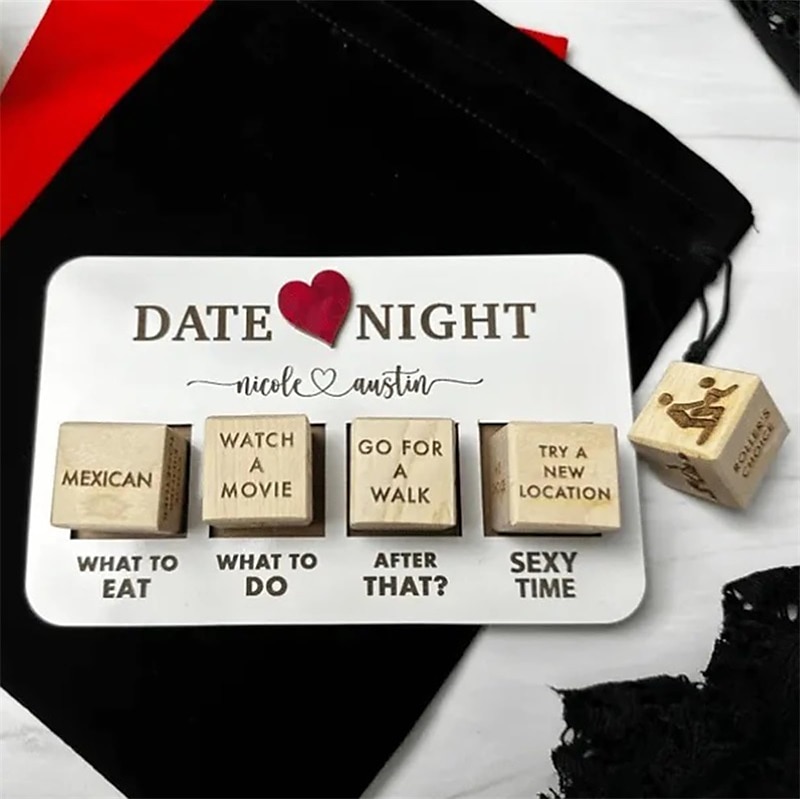 date night tärningar för par ta ut dicedate dice date idéer för par dejta dice årsdagen träpresenter till hennes vuxna roliga spel för par romantiska presenter till henne honom träfärg alla hjärtans 2025 - $19.49 –P4