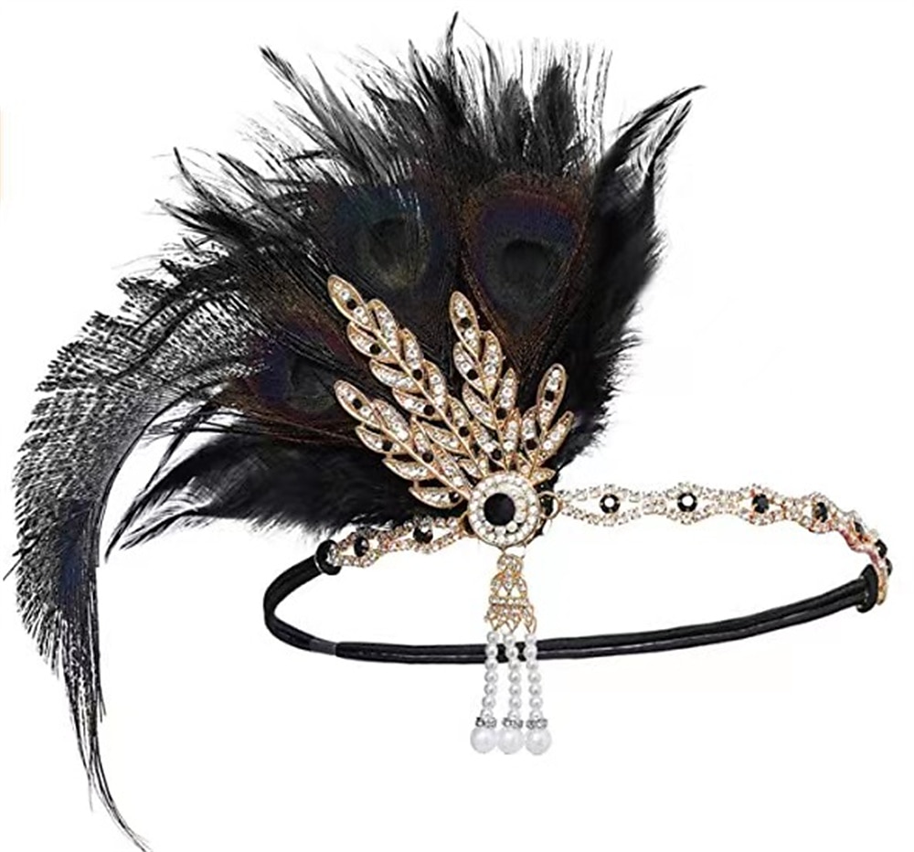 Fejfedők Flapper fejpánt Tollak fejpánt Retró 1920-as évek Ötvözet Kompatibilitás A nagy Gatsby Jelmez Farsang Női Jelmez ékszerek Divatékszer 2025 - $17.49 –P4