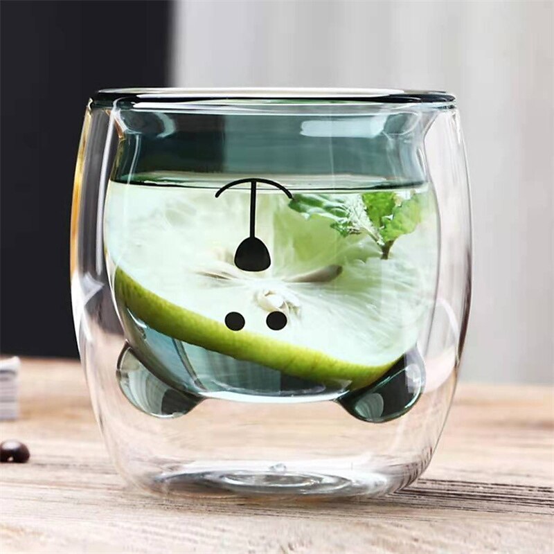 tazze creative tazza di vetro borosilicato a doppio strato di cartone animato tazza di anatra tazza di orso tazza di latte tazza di acqua per uso domestico giorno divertente san valentino del 2025 a $19.49 –P6