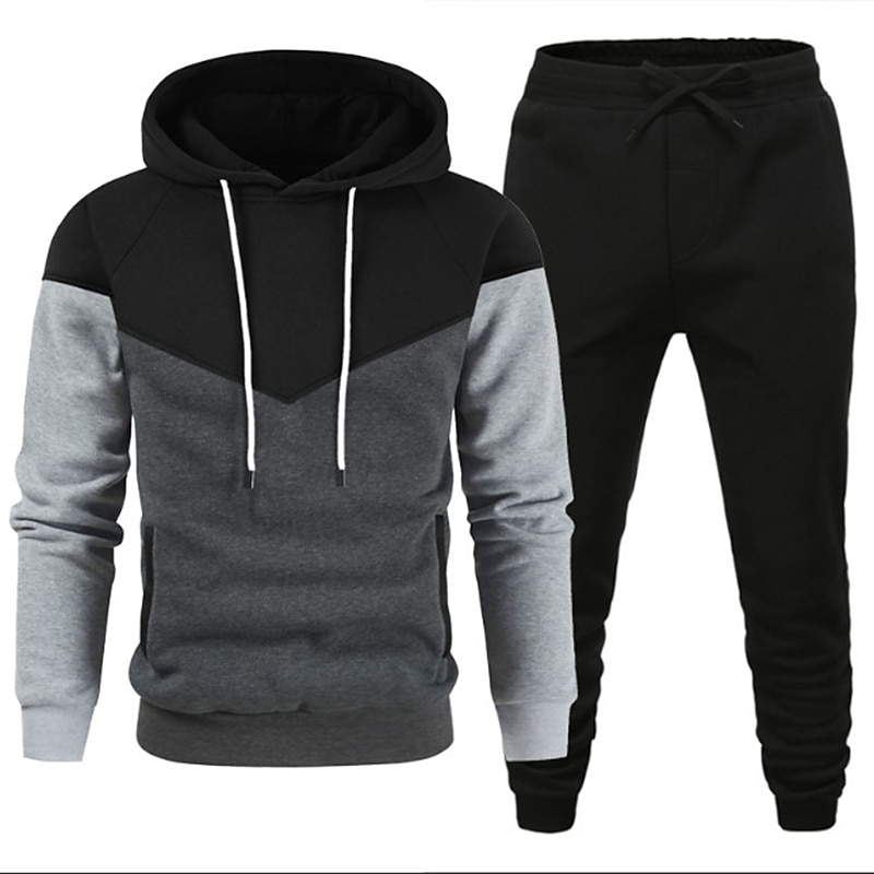 Men's Tracksuit Gym Shirt GYM Pants Workout Outfits Hooded Sports & Outdoor Daily Holiday Quick Dry Soft Color Block Black White Yellow Polyester Activewear Streetwear Sport Fall & Winter 2026 - $32.99 –P5