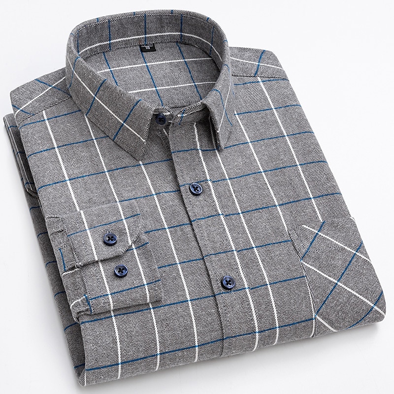 Men's Shirt Dress Shirt Plaid Office & Career Wedding Party Red Navy Blue Blue Orange Long Sleeve Lapel Spring &  Fall Clothing Apparel Front Pocket 2025 - $35.99 –P6