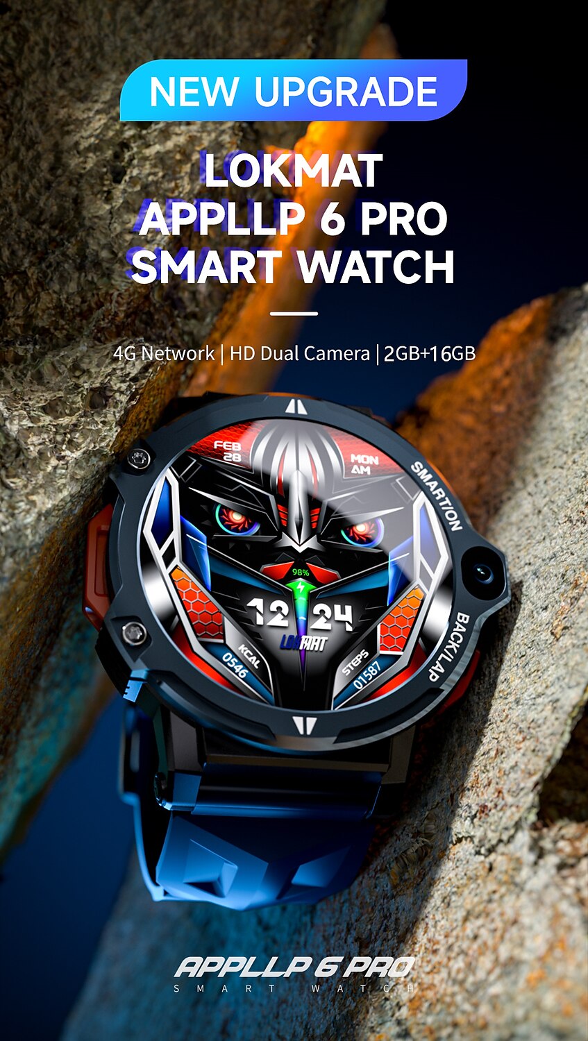 2025年 LOKMAT APPLLP 6 PRO スマートウォッチ 1.53 インチ スマートウォッチ電話 4G LTE 3G 4G 2G 歩数計 着信通知 睡眠サイクル計測器 と互換性があります Android iOS 女性 男性 GPS ハンドフリーコール メディアコントロール IP65 51mmウォッチケース  コレクション – $131.99 –P3
