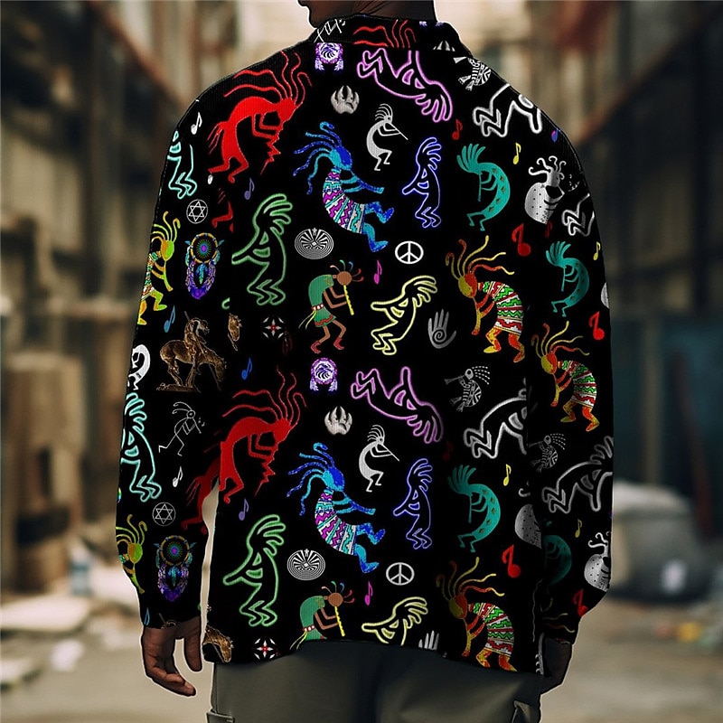 Men's Paisley Shirt Shirt Jacket Overshirt Long Sleeve Vintage Boho Daily Wear Going out Weekend Fall & Winter Turndown Pocket Print Button-Down Black Burgundy 2025 - $37.99 –P1