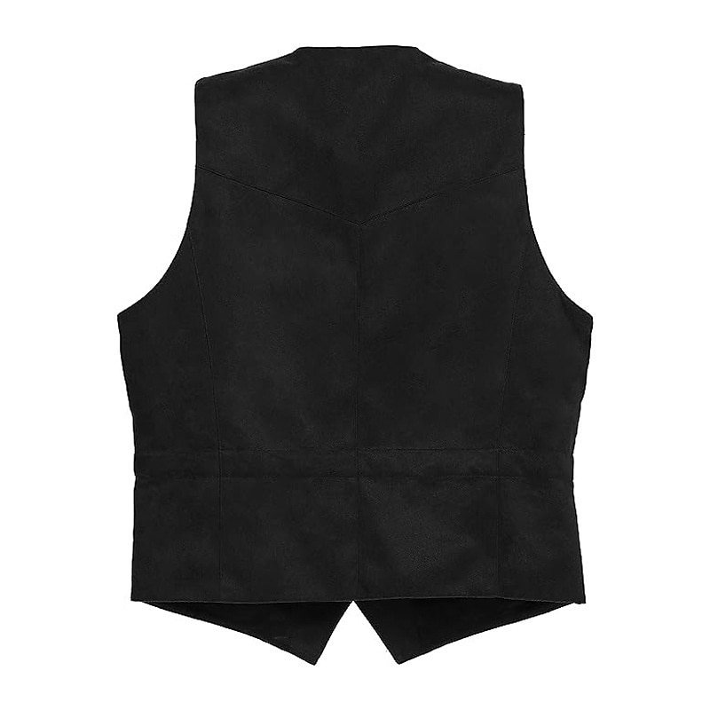 Homme Gilet en daim Usage quotidien Vacances Sortie Style vintage Chic et moderne Printemps & Automne Bouton Polyester Confortable Plein Boutonnage Simple Col V Standard Noir Marron Café Gris Gilet de 2025 ? $39.99 –P6