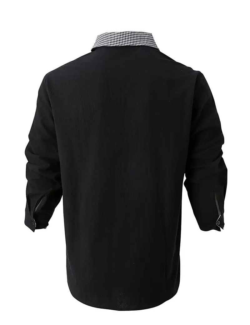 Herren Hemd Sommerhemd Oberhemd Knopfhemd Lässiges Hemd Schwarz Weiß Blau Langarm Farbblock Hahnentrittmuster Kargen Täglich Urlaub Vordertasche Bekleidung Baumwolle Baumwollmischung Modisch 2025 - $22.99 –P3