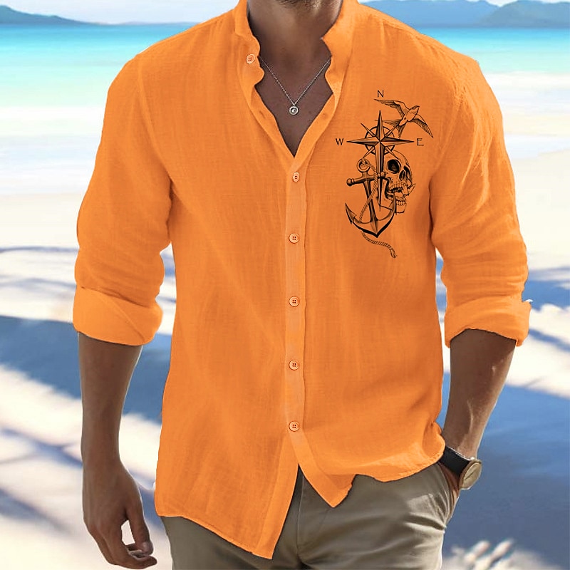 Ανδρικά Πουκάμισο Πουκάμισο παραλίας Πουκάμισο με κουμπιά Άγκυρα ΕΞΩΤΕΡΙΚΟΥ ΧΩΡΟΥ Διακοπές Λευκό Ανθισμένο Ροζ Πορτοκαλί Πράσινο του τριφυλλιού Μακρυμάνικο Όρθιος γιακάς Άνοιξη & Χειμώνας Ρούχα Στάμπα 2026 - $27.99 –P9