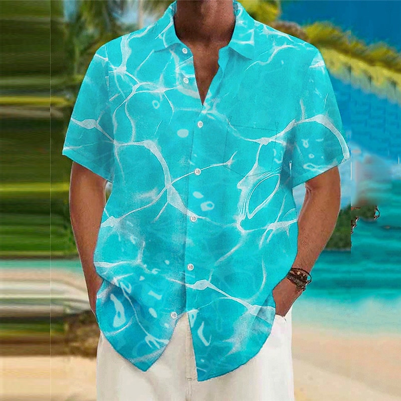 Herre Bølger Sprekk Skjorte Hawaii skjorte Aloha skjorte Kortermet Skjorte Aftæpning Kunstnerisk Abstrakt utendørs Gate Fritid / hverdag Svart Hvit Gul S M L 2026 - $23.99 –P6