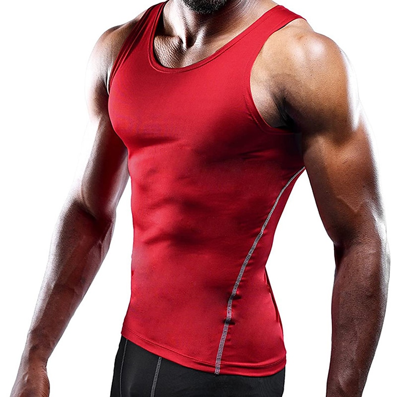 Pánské Gymnastická košile Kompresní nádrž Fitness Tank Pánské topy Tričkový Bez rukávů Sporty a outdoor Dovolená Jdeme ven Běžné / Denní Posilovna Rychleschnoucí Prodyšné Měkké Bez vzoru Černá Bílá 2025 - $12.99 –P7