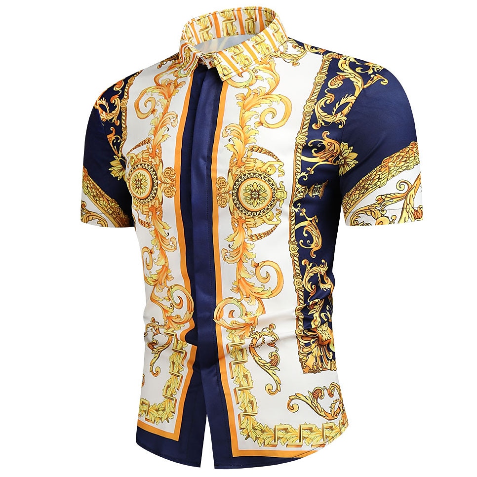 Homme Chemise Chemise de bal Noir Blanche Rouge bleu marine Géométrique Col Classique Eté Vacances Plage Vêtement Tenue Imprimer de 2025 ? $17.49 –P3