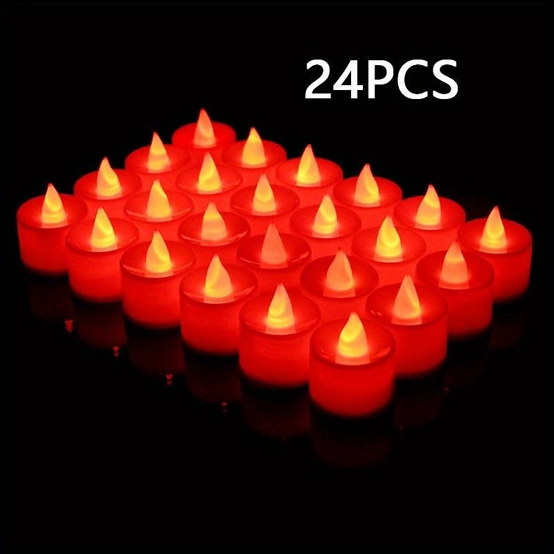 2026年 24/50個のLED電子キャンドルランプ、ラウンドホワイトシェル常夜灯、小型LEDライト、バレンタインデー、クリスマス、さまざまな休日の装飾用  コレクション – $17.49 –P7
