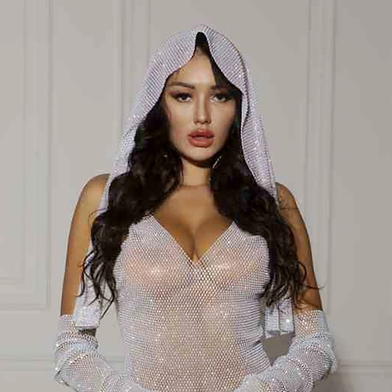 Strass a rete trasparente Avvolgimento della testa sciarpa sciarpa Metallico Brillanti Sensuale Poliestere Per Da discoteca Cosplay Carnevale Per donna Bigiotteria Gioielleria di moda del 2025 a $24.99 –P9
