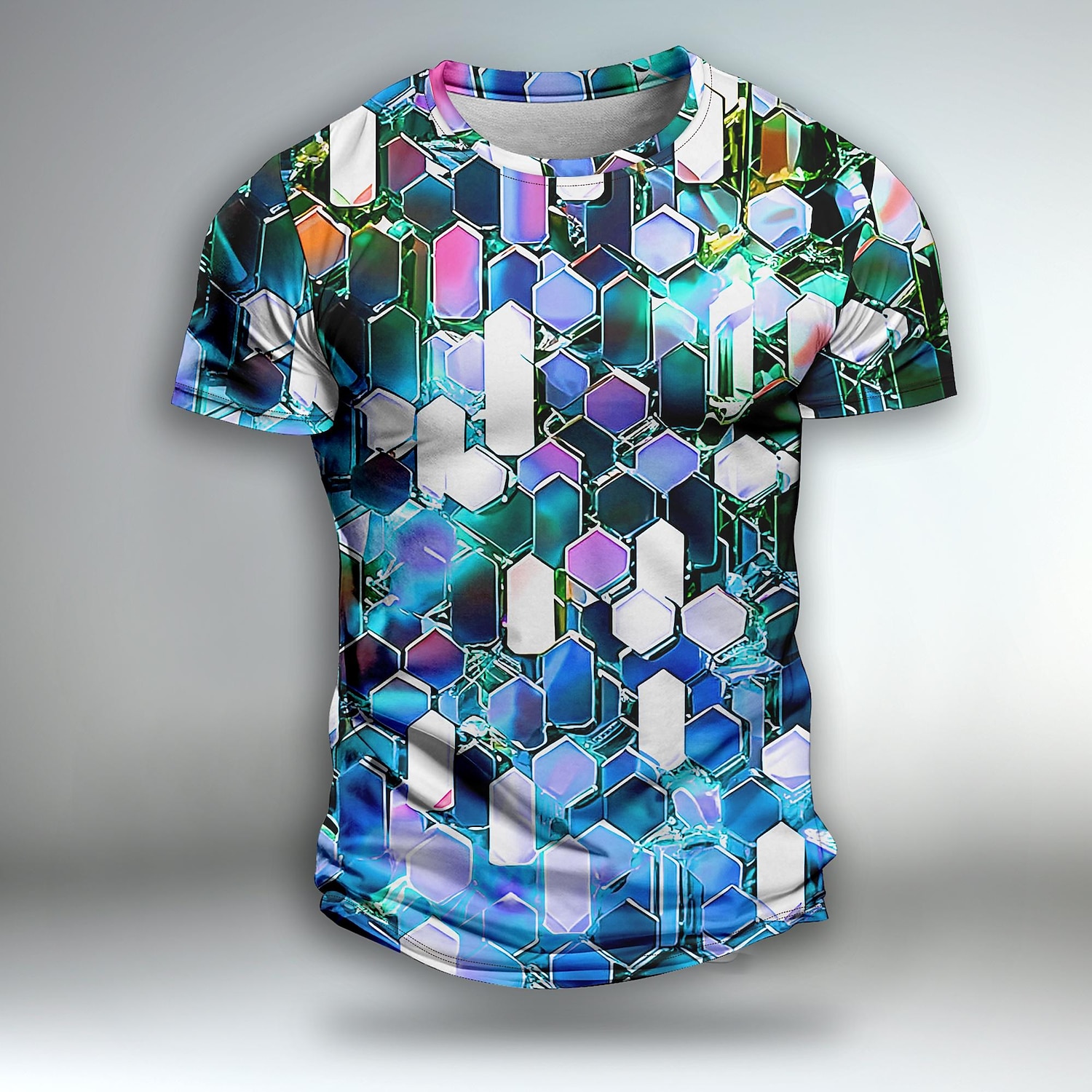 Per uomo Colorato Grafico Paillettes Geometrico Metallica Manica