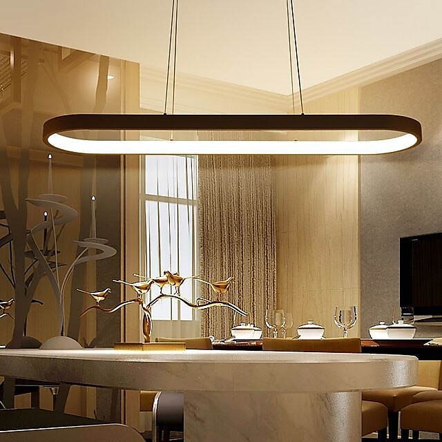 Lampadario a sospensione ovale a led 69cm moderno semplice in alluminio appeso a isola illuminazione 36w per sala da pranzo ristorante conferenza bar caffetteria lampadario del 2025 a $185.99 –P7