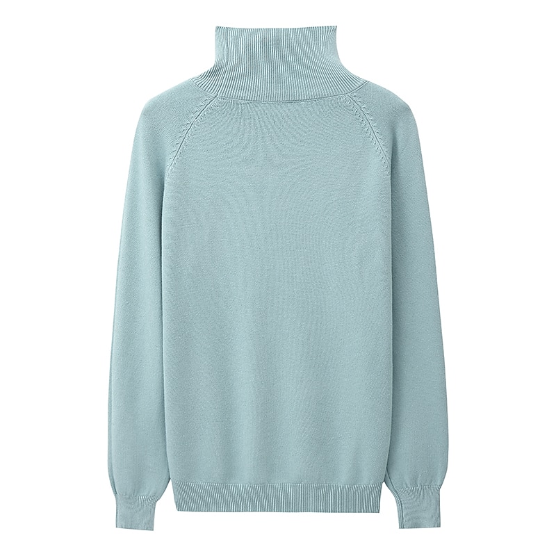 Dame Pullover genser Stilfull Fritid Myk Helfarge Riflet Rullekrage Overstørrelse Langermet Vanlige topper Strikke utendørs Valentinsdag Daglig Svart Grønn Høst Vinter 2025 - $10.99 –P2